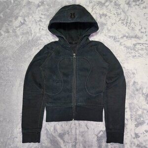 Women's Lululemon MISSING TAG Black Athletica Cropped Zip-Up Hoodie Fits XS or S